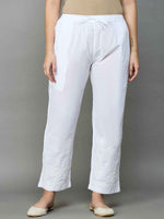 Load image into Gallery viewer, white cotton pants with chikankari