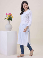 Load image into Gallery viewer, White Cotton Chikankari Kurta