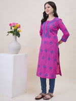 Load image into Gallery viewer, Mauvish Pink Cotton Kurta for Women with Pockets