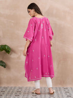 Load image into Gallery viewer, Handcrafted Pink Chikankari Cotton Kaftan for Women