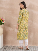 Load image into Gallery viewer, Yellow Cotton Printed Chikankari Kurta