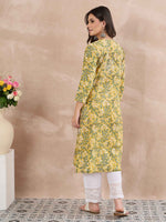 Load image into Gallery viewer, Yellow Cotton Printed Chikankari Kurta