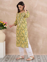 Load image into Gallery viewer, Yellow Cotton Printed Chikankari Kurta