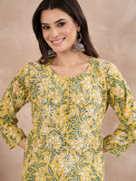 Load image into Gallery viewer, Yellow Cotton Printed Chikankari Kurta