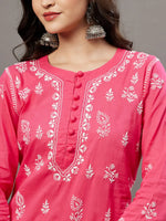 Load image into Gallery viewer, Pink mul cotton kurta with chikankari - Rakhi Apparels