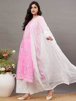 Load image into Gallery viewer, Pink cotton round neck chikankari kurta - Rakhi Apparels