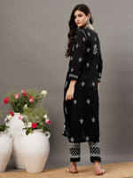 Load image into Gallery viewer, Black mul kurta with chikankari