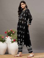 Load image into Gallery viewer, Black mul kurta with chikankari