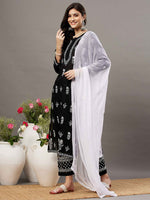 Load image into Gallery viewer, Black mul kurta with chikankari