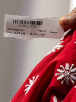 Load image into Gallery viewer, Red cotton dress with front button chikankari