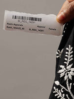 Load image into Gallery viewer, black cotton round neck anarkali with chikankari