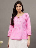 Load image into Gallery viewer, Pink chikankari cotton top