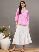 Load image into Gallery viewer, Pink chikankari cotton top