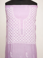 Load image into Gallery viewer, Mauve mul chanderi unstitched kurta with dupatta with chikankari - Rakhi Apparels
