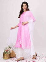 Load image into Gallery viewer, Pink round neck chikankari cotton anarkali