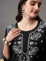Load image into Gallery viewer, Black cotton chikankari top