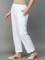 Load image into Gallery viewer, white cotton pants with chikankari