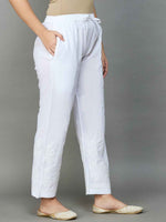 Load image into Gallery viewer, white cotton pants with chikankari