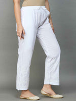 Load image into Gallery viewer, white cotton pants with chikankari