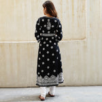 Load image into Gallery viewer, Black cotton side button anarkali
