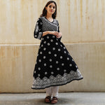 Load image into Gallery viewer, Black cotton side button anarkali
