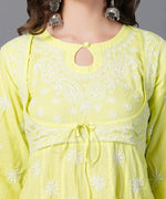 Load image into Gallery viewer, lime green cotton anrakali with waist coat - Rakhi Apparels