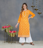 Load image into Gallery viewer, Turmeric yellow kurta with all over zaal chikankari
