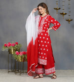 Load image into Gallery viewer, Red cotton sharara set with chikankari set of 2