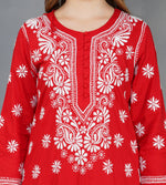 Load image into Gallery viewer, Red cotton sharara set with chikankari set of 2