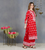 Load image into Gallery viewer, Red cotton sharara set with chikankari set of 2