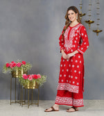 Load image into Gallery viewer, Red cotton sharara set with chikankari set of 2