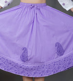 Load image into Gallery viewer, white cotton peasents top with Purple chikankari