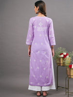 Load image into Gallery viewer, Mauve cotton chikankari kurta with side buttons