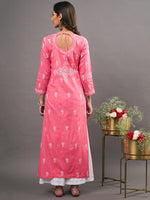Load image into Gallery viewer, pink cotton kurta with chikankari