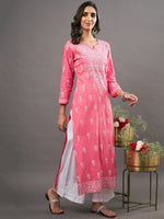 Load image into Gallery viewer, pink cotton kurta with chikankari