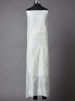 Load image into Gallery viewer, Off white chanderi unstitched kurta with dupatta with chikankari - Rakhi Apparels