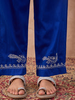 Load image into Gallery viewer, Vrindavan – Blue Handcrafted Chikankari Cotton Sateen Kurta Set