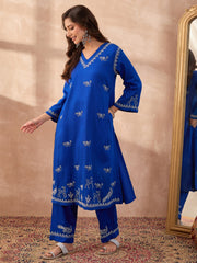 Vrindavan – Blue Handcrafted Chikankari Cotton Sateen Kurta Set