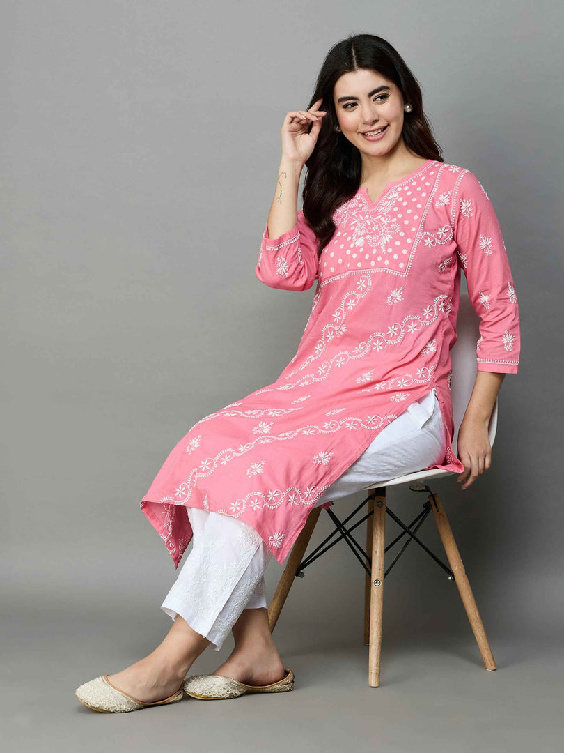 white cotton pants with chikankari
