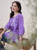 Load image into Gallery viewer, Purple Cotton Chikankari Top for Women