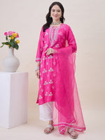 Load image into Gallery viewer, Pink Chanderi Kurta Set with Chikankari &amp; Mukaish Work