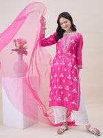 Load image into Gallery viewer, Pink Chanderi Kurta Set with Chikankari &amp; Mukaish Work