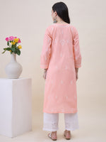 Load image into Gallery viewer, Peach Chikanakri Embroidered Kurta