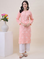 Load image into Gallery viewer, Peach Chikanakri Embroidered Kurta