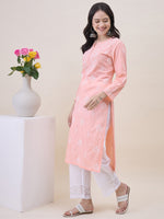 Load image into Gallery viewer, Peach Chikanakri Embroidered Kurta
