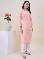 Load image into Gallery viewer, Peach Chikanakri Embroidered Kurta