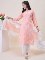 Load image into Gallery viewer, Peach Chikanakri Embroidered Kurta
