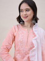 Load image into Gallery viewer, Peach Chikanakri Embroidered Kurta