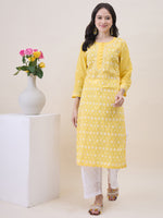 Load image into Gallery viewer, Yellow Chikankari Embroidered Kurta