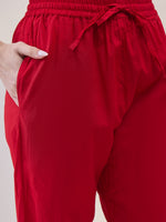 Load image into Gallery viewer, Red Chikankri Embroidered Cotton Kurta With Pants(Set Of 2)